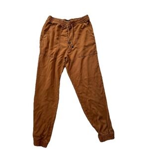 Zara Women Casual Jogger Pants Size Medium Orange Brown